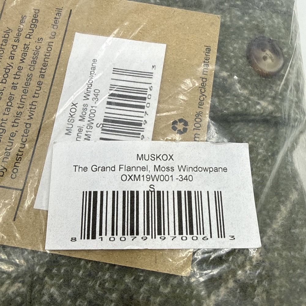 Musk Ox Mens Small The Grande Flannel Moss Windowpane 100% Cotton New With Tags - Picture 6 of 7
